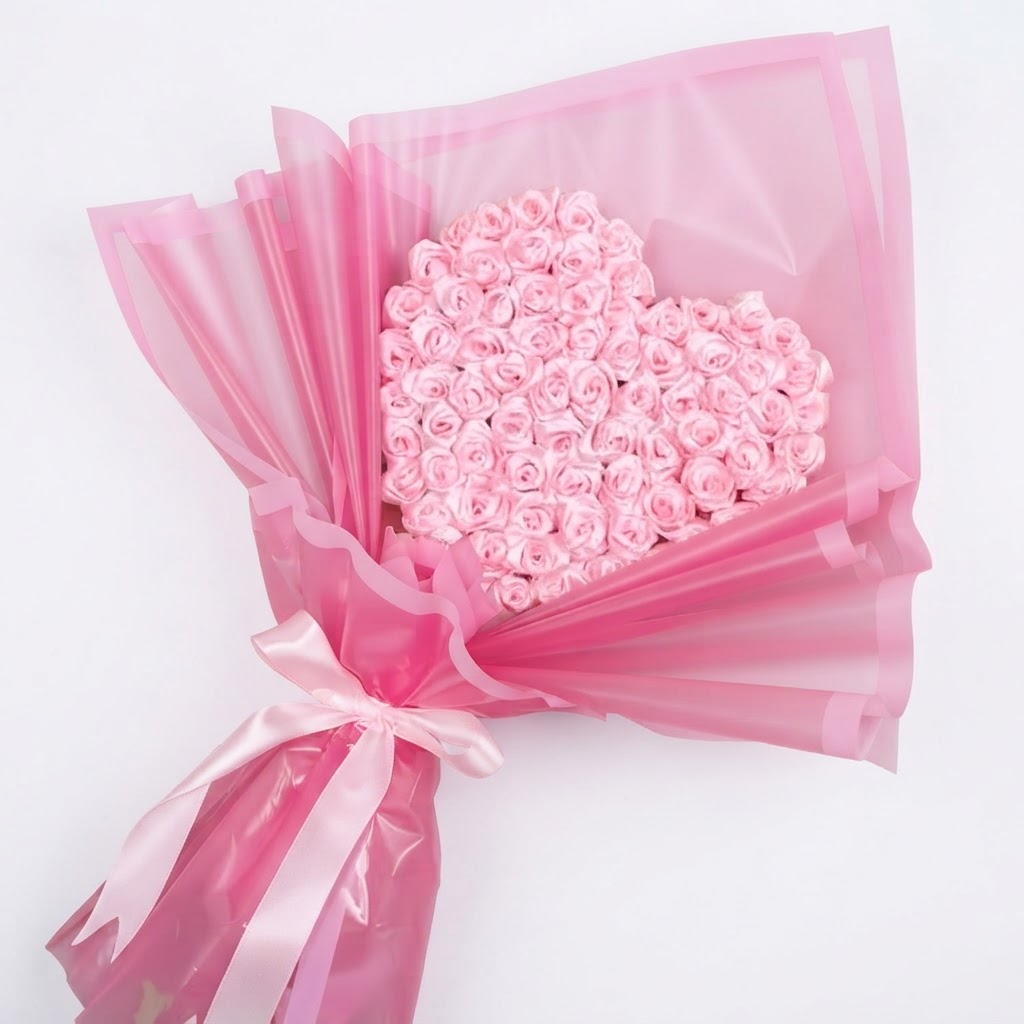 دسته گل رز روبانی