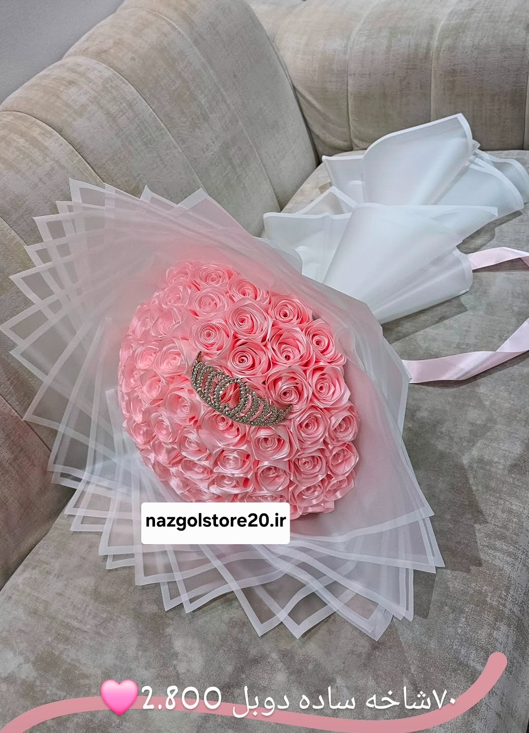 دسته گل رز روبانی رنگبندی و تعداد شاخه متنوع